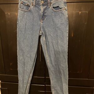 Abercrombie & Fitch Women’s 90’s Straight Mid Rise Curve love Blue Jeans Size 26